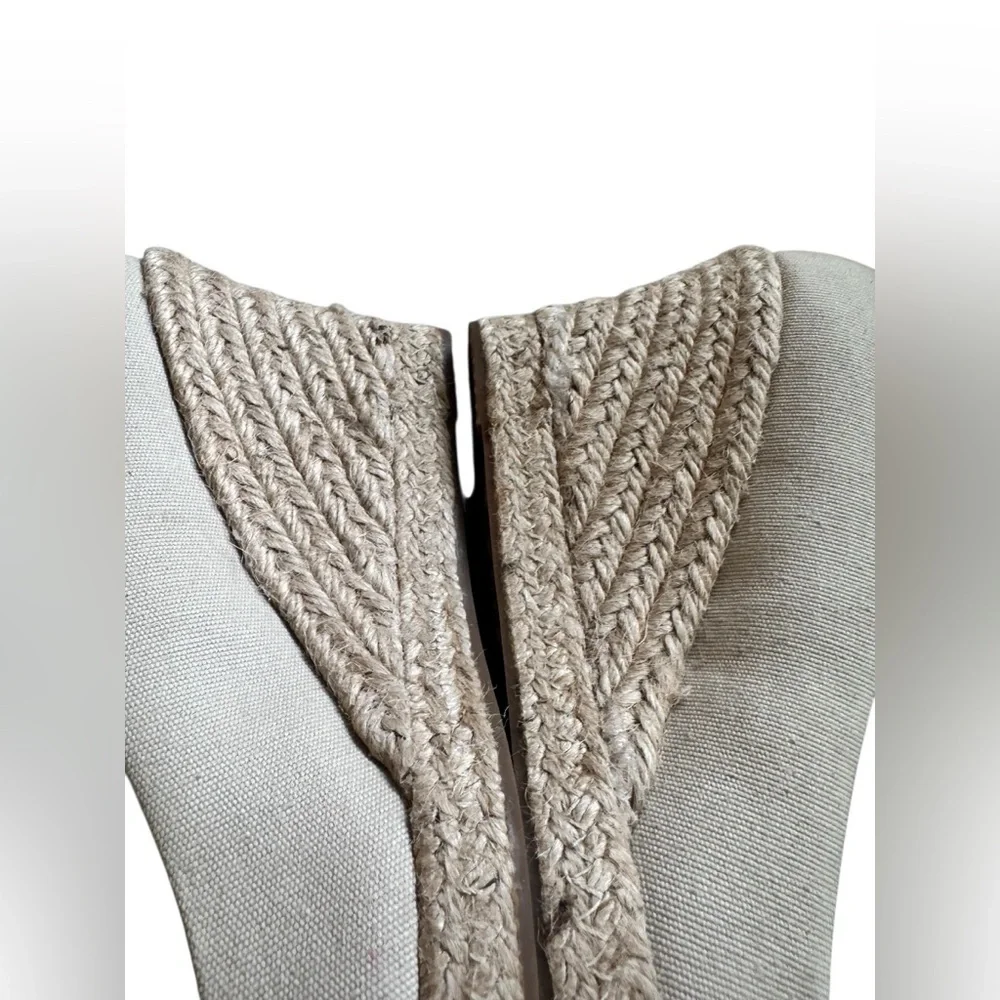 J. Crew Canvas Espadrille Wedge Heels Womens Sz 8.5 Beige Slip On Casual